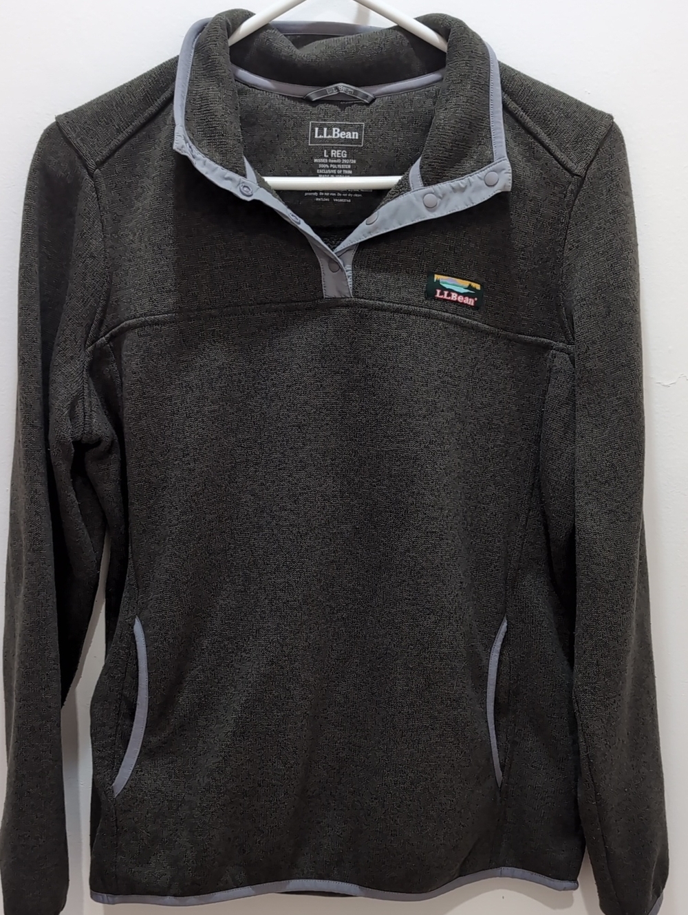 L.L. Bean Woman's Green Quarter-Snap Fleece Zip-Up Pull Over L
